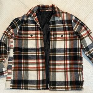 H&M Plaid Shirt Jacket - Black, White, Red, Green